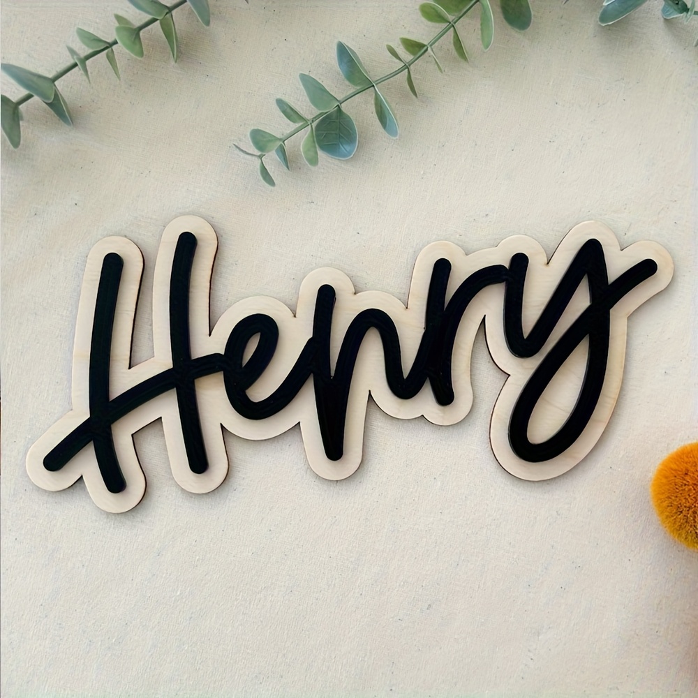 Home Decor Names - Персонализированная двухслойная деревянная табличка с именем