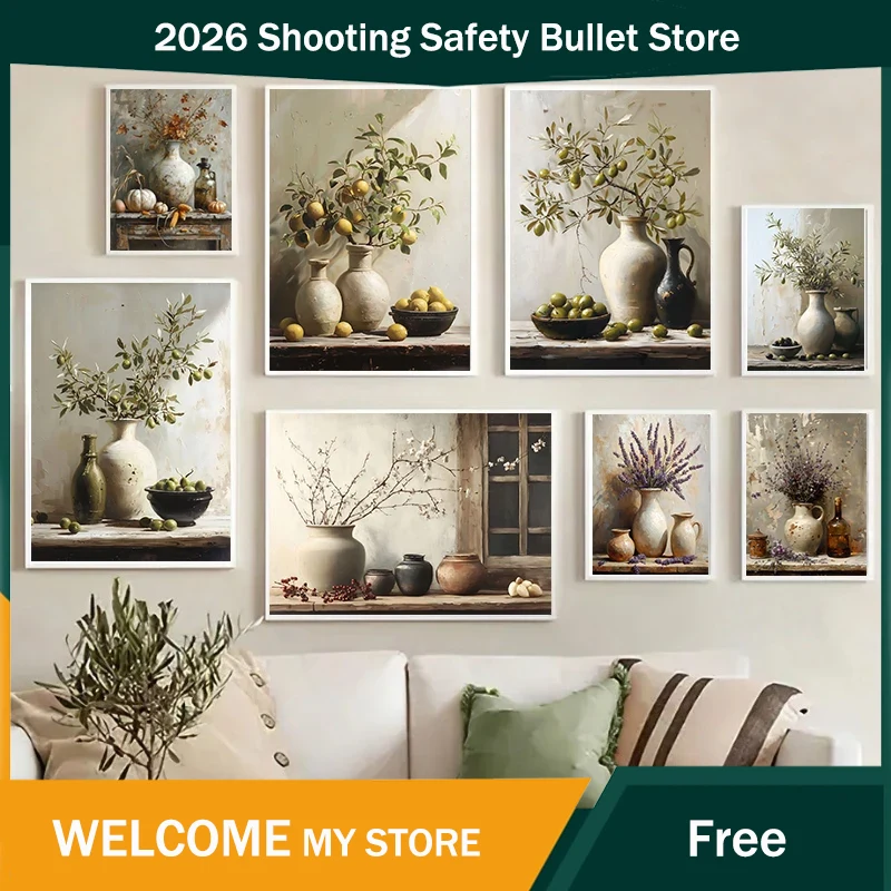Home Decor Vase - Винтажные постеры-принты с натюрмортами: лимоны, оливковое