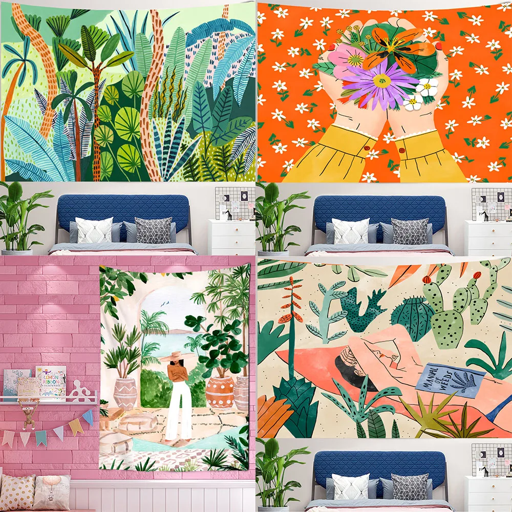 Home Decor Yoga - Тропическое зеленое растение девушка настенная подвеска