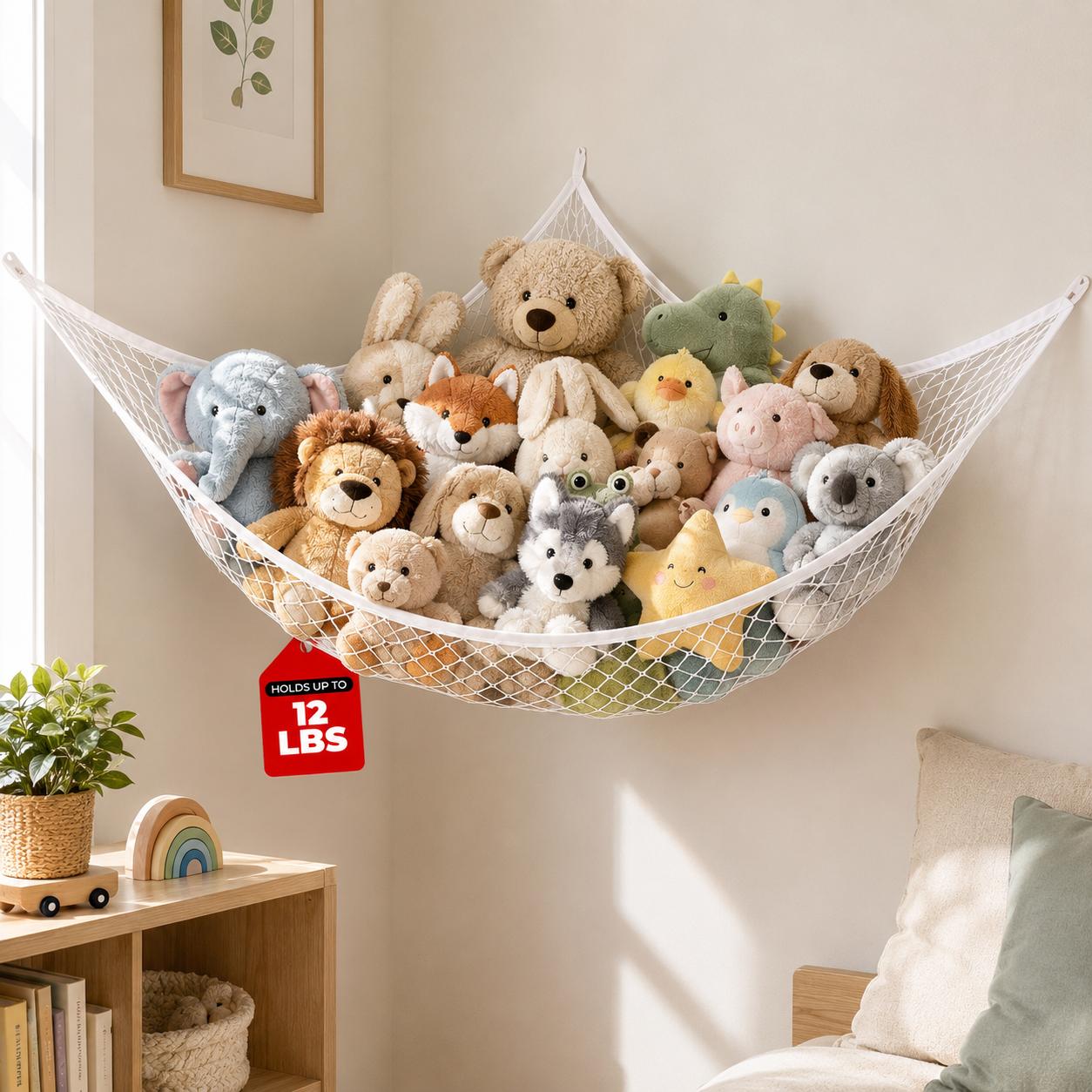 Home Decor Com - Сетчатый подвесной органайзер для игрушек, большой,