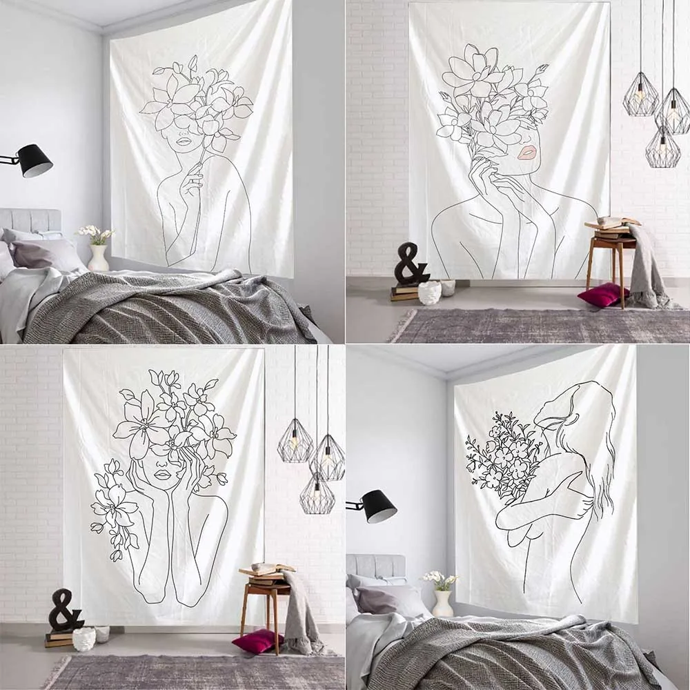 Home Decor Yoga - Простая линия, искусство, Белая настенная подвесная