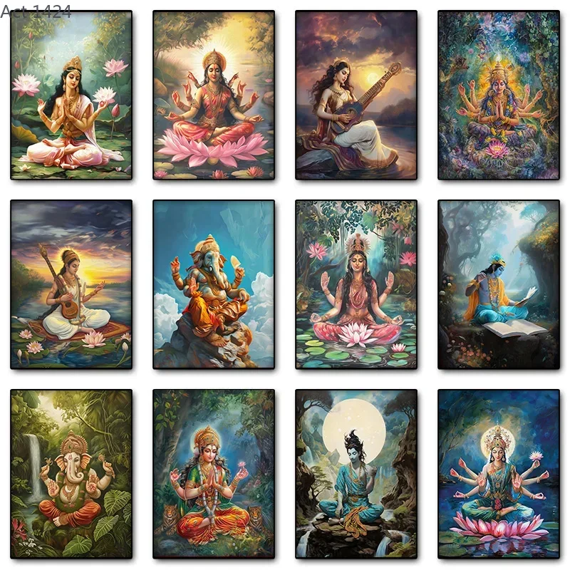 Home Decor Yoga - Божественная богиня Дурга. Индийский индуистский постер
